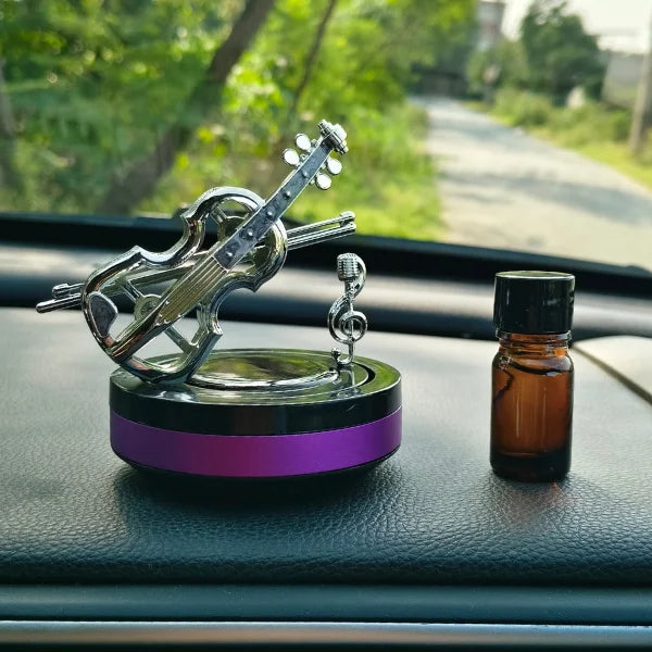 Car Dashboard Solar Air Freshener Guitar with Refill Perfume