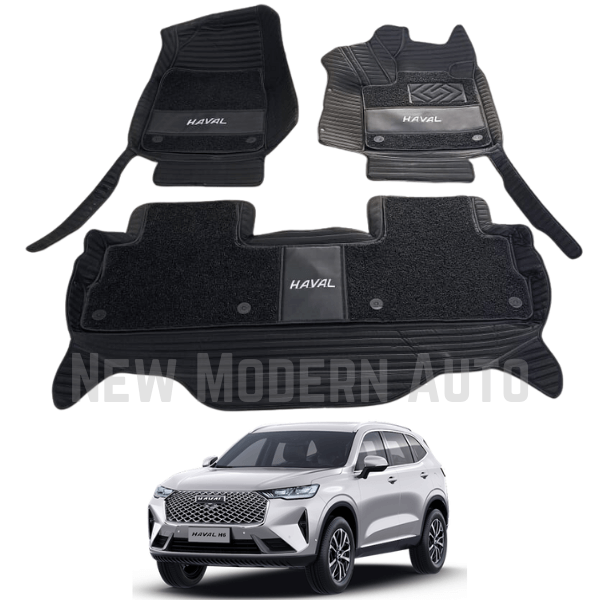 Haval H6 9D Floor Mats with Black Grass | 3 Pcs | H6 Best Floor Mats | H6 9D Floor