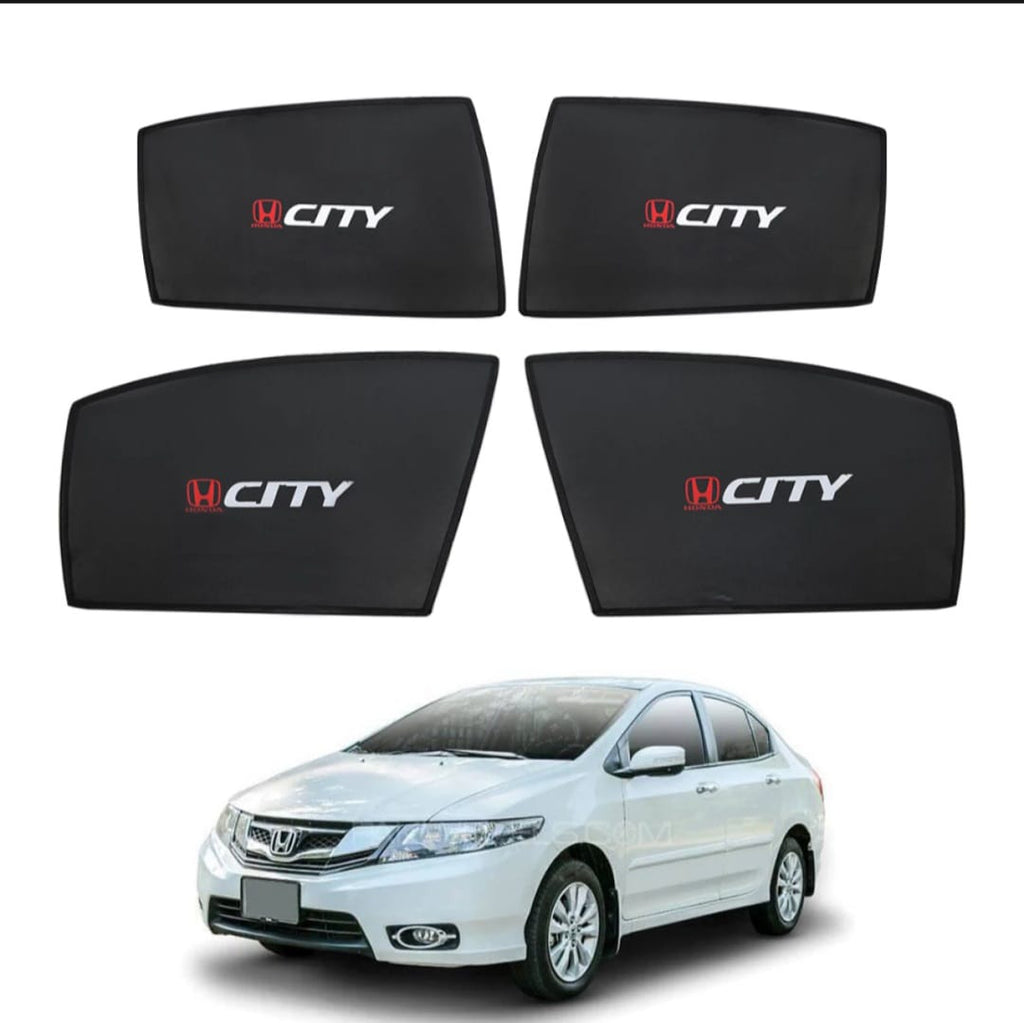 Honda City Sun Shades With Logo - 4 Pcs | Model 2009 - 2020