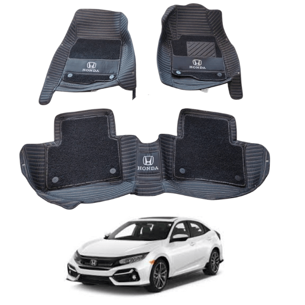 Honda Civic 10D Floor Mats with Black Grass | 3 Pcs | Civic Best Floor Mats | Civic 10D Floor