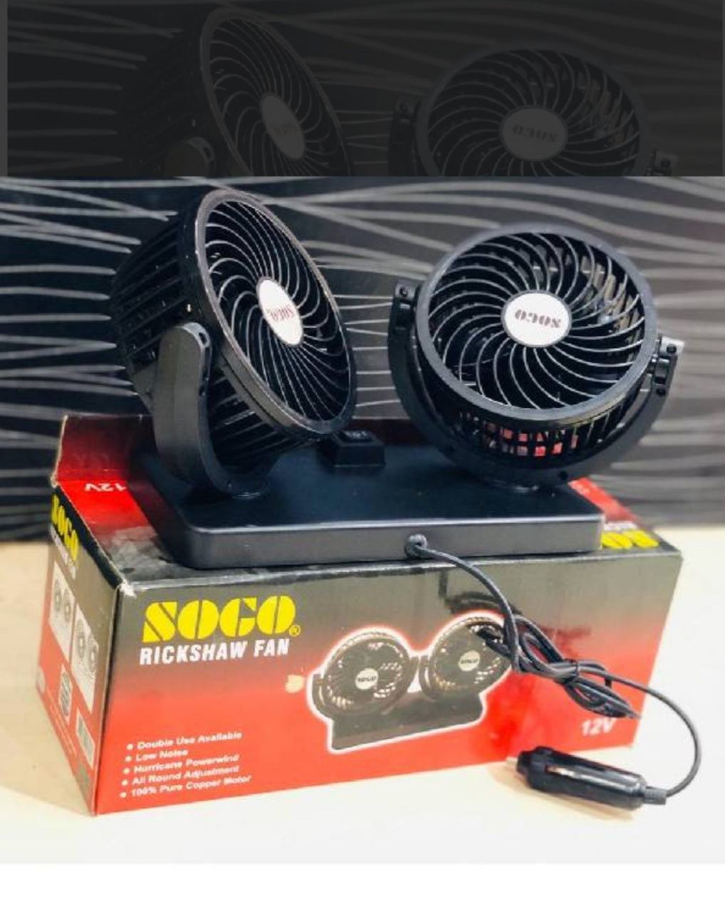 Dual Headed Rotatable Vehicle Fan - 12V | Large Size – New Modern Autos