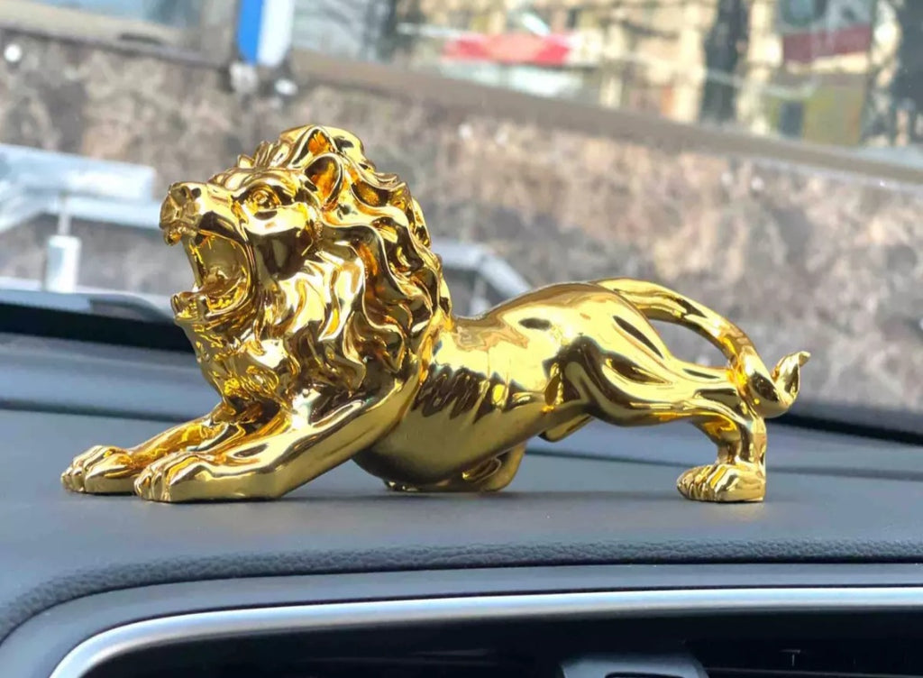 Lion Golden Sculpture Dashboard Decoration With Double Tape