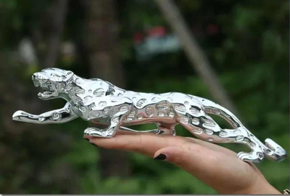 Leopard Silver Sculpture Dashboard Decoration With Double Tape