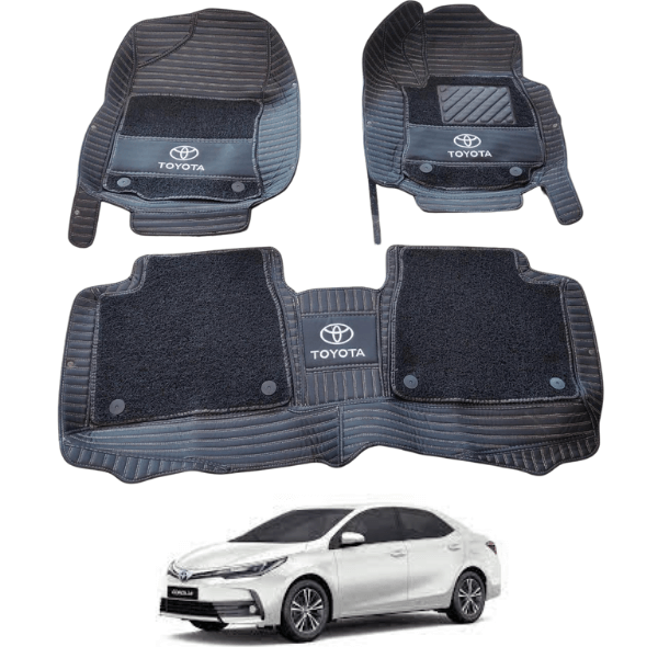 Toyota Corolla 10D Floor Mats with Black Grass | 3 Pcs | Corolla Best Floor Mats | Corolla 10D Floor