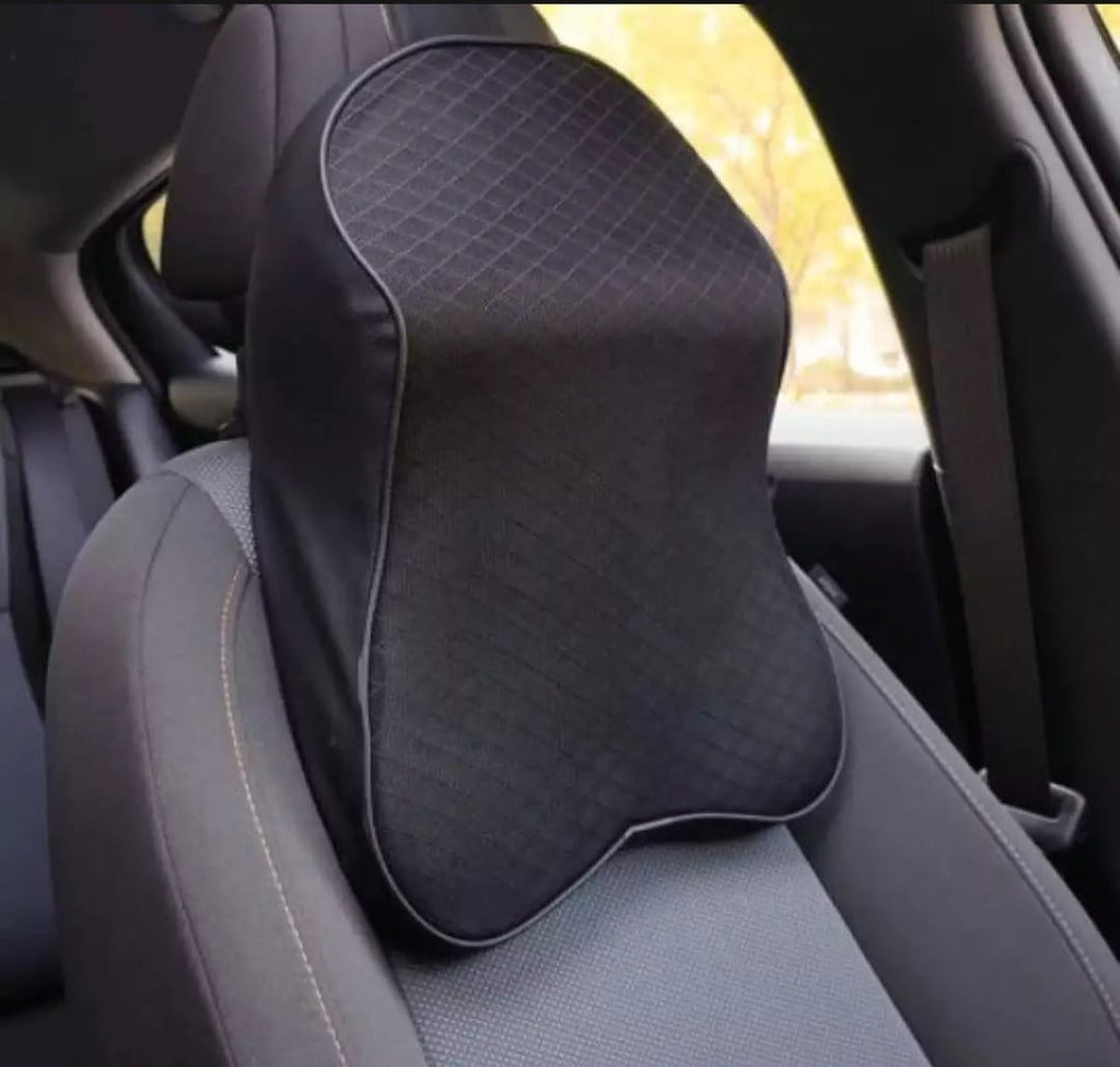 Universal Imported Leather Neck Rest Head Rest Cushion | Black